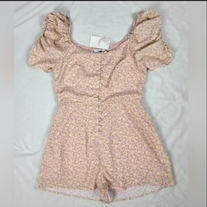 Lush Bardot Button Front Romper Size L NWT